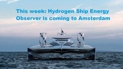 Waterstofschip Energy Observer legt aan in Amsterdam