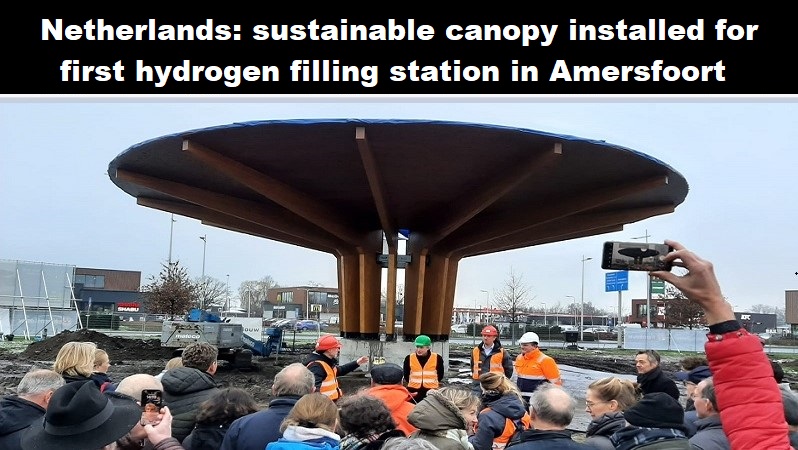 Nederland: duurzame luifel voor eerste waterstoftankstation in Amersfoort geplaatst