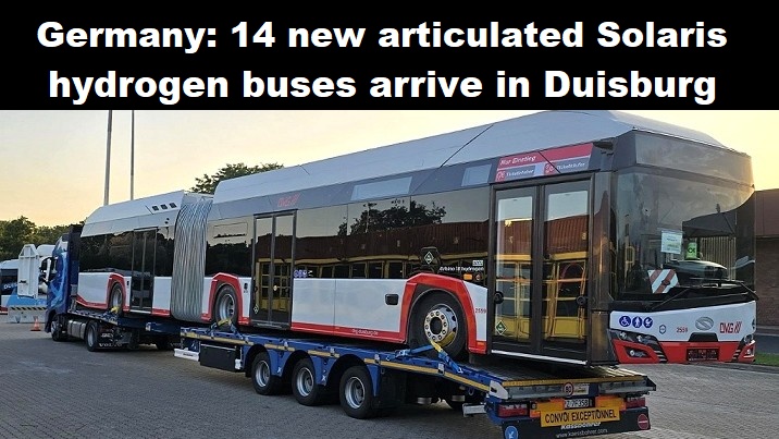 Duitsland: 14 nieuwe gelede Solaris waterstofbussen arriveren in Duisburg