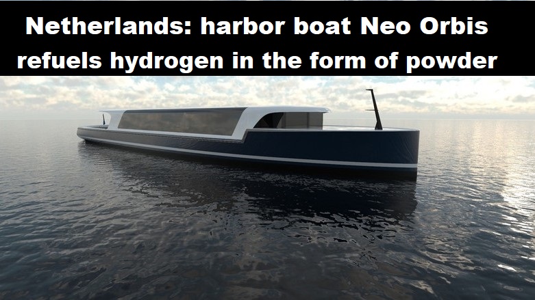 Nederland: havenboot Neo Orbis tankt waterstof in de vorm van poeder