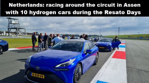 Nederland: met 10 waterstofauto’s racen over het circuit in Assen tijdens de Resato Days