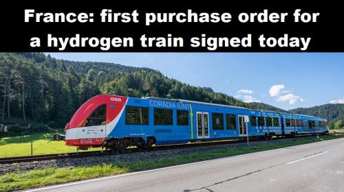 Frankrijk: eerste koopopdracht voor een waterstoftrein vandaag ondertekend