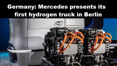 Duitsland: Mercedes presenteert haar eerste waterstof-truck in Berlijn