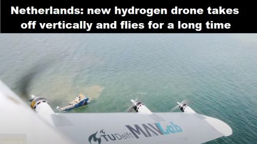 Nederland: nieuwe drone op waterstof stijgt verticaal op en vliegt lang