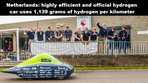 Nederland: zeer efficiënte en officiële waterstofauto verbruikt 1,139 gram waterstof per kilometer