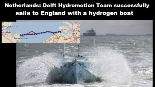 Nederland: Delft Hydromotion Team vaart succesvol met boot op waterstof naar Engeland