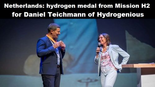Nederland: waterstofmedaille van Missie H2 voor Daniel Teichmann van Hydrogenious LOHC Technologies