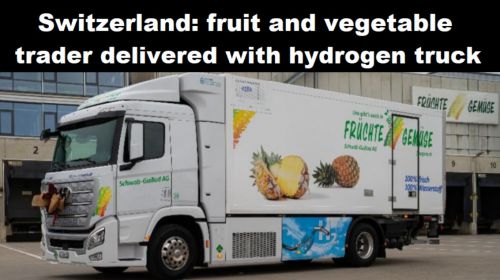 Zwitserland: groente- en fruithandelaar bezorgt met waterstof-truck