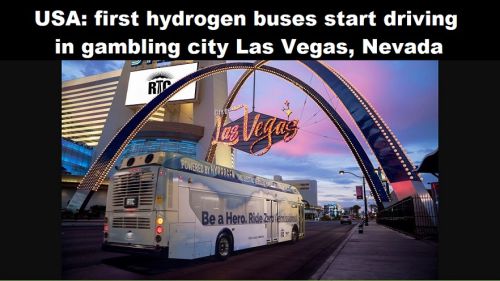 USA: eerste waterstofbussen gaan rijden in gokstad Las Vegas, Nevada