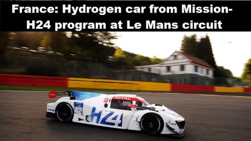 Frankrijk: waterstofauto van MissionH2 op circuit van Le Mans