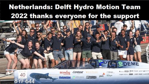 Nederland: Delft Hydro Motion Team 2022 bedankt iedereen voor de steun