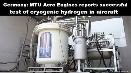 Duitsland: MTU Aero Engines meldt succesvolle test met cryogene waterstof in vliegtuigen