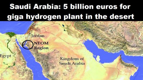 Saudi-Arabië: 5 miljard euro voor giga-waterstoffabriek in de woestijn