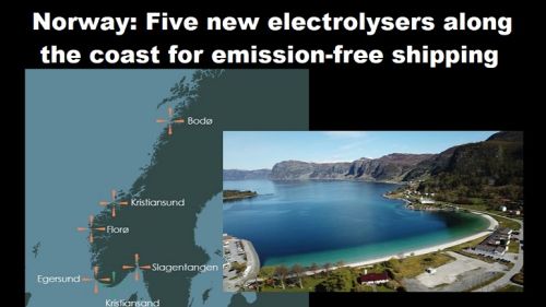Noorwegen: vijf nieuwe electrolysers langs de kust voor emissievrije scheepvaart