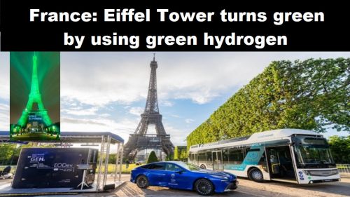 Frankrijk: Eiffeltoren kleurt groen door toepassing van groene waterstof