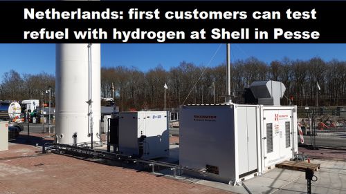 Nederland: eerste klanten kunnen op proef waterstof tanken bij Shell in Pesse