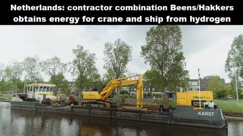 Nederland: aannemerscombinatie Beens/Hakkers haalt energie voor kraan en schip uit waterstof