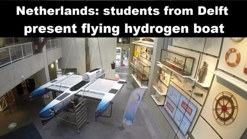 Nederland: studenten van Universiteit Delft presenteren vliegende waterstofboot