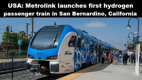 USA: Metrolink lanceert eerste passagierstrein op waterstof in San Bernadino, Californië