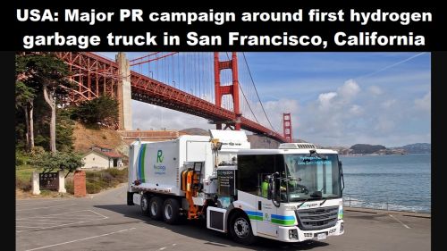 USA: flinke pr-campagne rond eerste vuilnisauto op waterstof in San Francisco, Californië