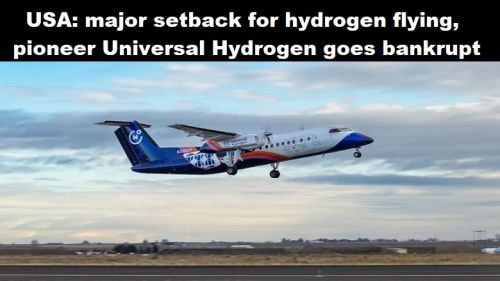 USA: flinke tegenvaller voor vliegen op waterstof, pionier Universal Hydrogen gaat failliet