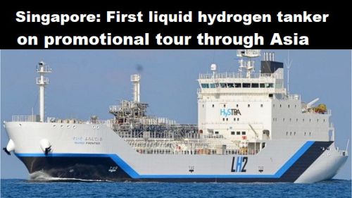 Singapore: eerste tanker voor vloeibare waterstof maakt promotietoer door Azië