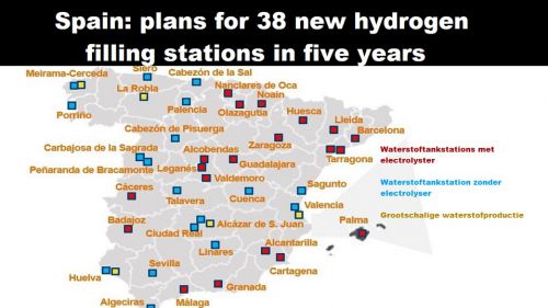 Spanje: plannen voor 38 nieuwe waterstof-tankstations in vijf jaar