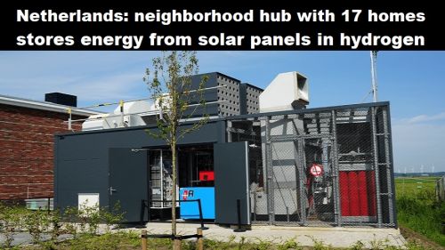 Nederland: buurthub met 17 woningen slaat energie uit zonnepanelen op in waterstof