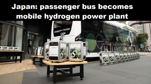 Japan: personenbus wordt mobiele stroomfabriek op waterstof