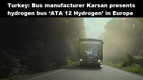 Turkije: busfabrikant Karsan presenteert waterstofbus ‘ATA 12 Hydrogen’ in Europa