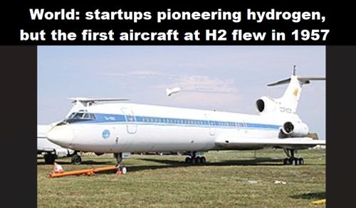 Wereld: startups pionieren met waterstof, maar eerste vliegtuig op H2 vloog al in 1957