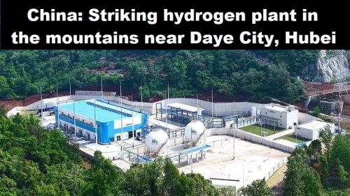 China: opvallende waterstoffabriek in de bergen bij de Daye City, Hubei