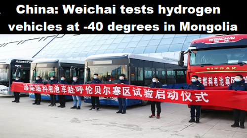 China: Weichai test waterstofvoertuigen bij -40 graden in Mongolië