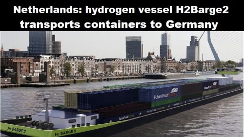 Nederland: waterstofschip H2Barge vervoert containers naar Duitsland