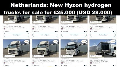 Nederland: nieuwe Hyzon vrachtauto’s op waterstof te koop voor 25.000 euro (28.000 USD)