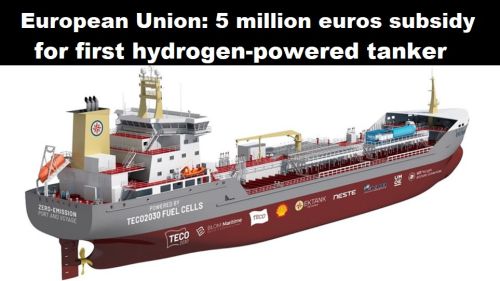 Europese Unie: 5 miljoen euro subsidie voor eerste tanker op waterstof