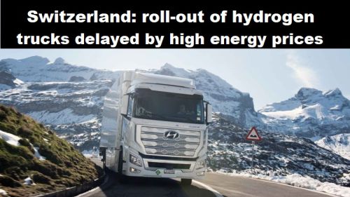 Zwitserland: uitrol van vrachtauto’s op waterstof vertraagd door hoge energieprijs