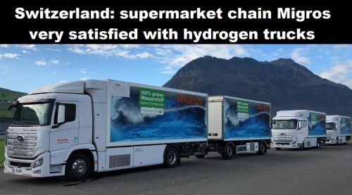 Zwitserland: supermarktketen Migros zeer tevreden over waterstoftrucks