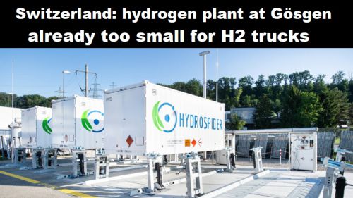 Zwitserland: waterstoffabriek bij Niedergösgen nu al te klein voor H2-trucks
